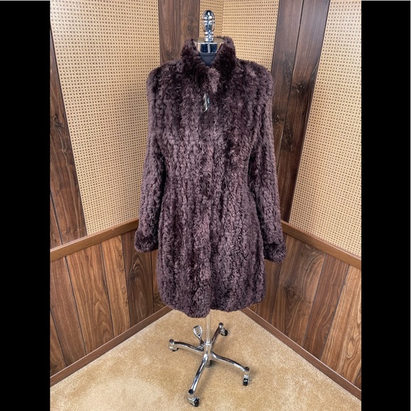 Paula Lishman Dyed Walnut Brown Knit Beaver Fur Coat Jacket Medium - Picture 1 of 12